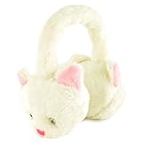 もこもこイヤーマフ キッズ＆レディース用 ear-muff-3-2.cat white 猫 キャット