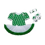 Winzik幼児女児聖パトリックの日ロンパースボディースーツドレス+靴+ヘッドバンドClothesセット、グリーンポルカドット カラー: グリーン