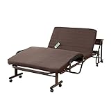 木製棚付き収納式リクライニングベッド（コンセント付き）　電動タイプ　ブラウン