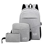 Taruor 3pcs バックパックセット女性男性ラップトップバックパックショルダーバッグトラベルスクールビジネスワークカレッジ用の小さなポ