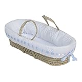 BabyDoll Bedding Eyelet Ribbon Moses Basket, Blue Ribbon by BabyDoll Bedding