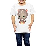 面白い ボーイとガール かわいい 猫ちゃん ポスター Ｔシャツ 100%棉 White Size 3 Toddler