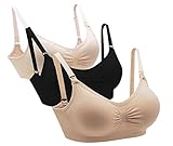 iLoveSIA (アイラブシア) マタニティ ブラジャー 2Wayオープン ノンワイヤー 3枚セット 黒+薄黄+ベージュ S