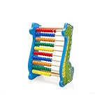 木のおもちゃ 恐竜 キリン形 レインボーアバカス　そろばんおもちゃ　天然木製おもちゃ　幼児 知育 玩具 玉 (恐竜)