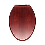 Rohl RS2880APC Elongated Matte Mahogany Finish Soft Close Toilet Seat and Cover Made Of Oak Wood wit