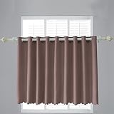 【Yunlinhui】一級遮光99.99%コーヒーカーテン 小窓遮光 断熱 保温省エネ ファッション装飾に用い 紫外線を遮断する (幅145x丈70cm, ブラウン)
