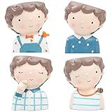 B Baosity 4セット　かわいい　男の子　おいしい　プランター　盆栽ポット　植木鉢　オフィス　家　装飾