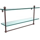 Allied Brass PR-2/22TB-CA 22-Inch Double Shelf with Towel Bar, Antique Copper [並行輸入品]