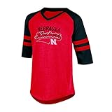 NCAA Girl 's 3 / 4ラグランスリーブVネックチュニックTee with taping S レッド