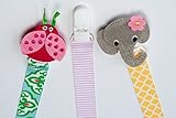GIRLS PACIFIER CLIP / HOLDER, Gift Set, Cartoon Characters - Fits Any Pacifier Including SOOTHIE - M