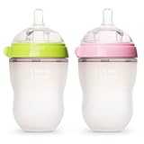 Comotomo Natural Feel Baby Bottles, Green & Pink, 250ml (8 oz) by Comotomo