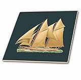 BLNヴィンテージNautical Illustrations水と風に帆Tan Raised – タイル – ヨットのコレクション 4-Inch-Ceramic ct_170424_1