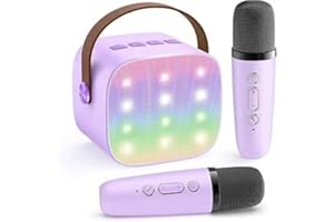 YLL Mini Karaoke Machine for Kids Adults, Portable Bluetooth Speaker with 2 Wireless Microphones, TOP Kids Toys Easter Gifts for Girls Ages 4, 5, 6, 7, 8, 9, 10, 11, 12+ Years Old (Lightpurple)