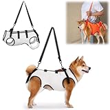 GIIPET-犬用介護ハーネス 夏 通気 犬 介護用ハーネス 歩行補助 老犬 けが 介護用品 脱着簡単 老犬/怪我/手術/快復中/病気 中型犬 小型犬 介護 服 脚 障害 リハビリ 散歩 胴輪 犬の前足と後ろ足の補助 お出かけ便利 (ホワイト【夏】, L(14-20kg))