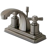 KINGSTON BRASS KS4648ZX Millennium 4-Inch Centerset Lavatory Faucet with Brass Pop-Up, Satin Nickel 