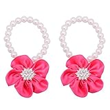 FEITONG 2016 Trendy 1Pair Fashion Beautiful Pearl Chiffon Barefoot Toddler Baby Foot Flower Anklet (