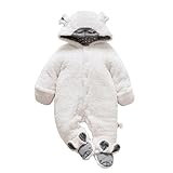 Karchi　 ベビー用 ロンパース　赤ちゃん0歳　1歳　女の子 人気 男の子　暖かい　冬服　可愛い　2017 肌着 　新生児 赤ちゃん少女 可愛いニット 出産祝い (80, 白)