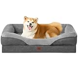 EHEYCIGA 犬 ベッド ペット 犬用ベッド 洗える 防水 猫 ベッド 高反発 L 大型犬 中型犬 クッション 取り外せるカバー 滑り止め （グレー, 91x68x17.7cm）