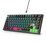 87 キー メカニカル ゲーミング キーボード、US レイアウト レッド スイッチ RGB ライティング 有線 TKL (テンキーレス) 75% サイズ N キー ロールオーバー、PC ゲーマー向け(87Dark black/red switch)