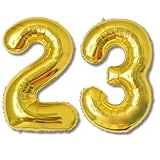 La Kissa 23歳 バルーン 数字 大きい 誕生日 飾り付け ナンバー アルミ風船 40インチ (23, ゴールド)