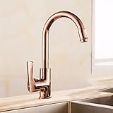 awxjx Washroomシンクミキサータップ銅ヨーロピアンスタイルゴールドキッチン回転ホットとコールド単一穴Ceramics