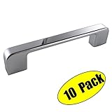 KES Cabinet Pull Handle Solid Metal 96mm or 3.8" Hole Center, Polished Chrome, 10 Pack, HHP300S96-P1