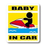 わーるどくらふと BABY IN CAR ジェットスキー・水上バイクバージョン ステッカー （きいろ）