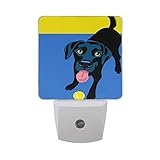 Alaza LED Night Light withスマートDusk to Dawnセンサー、ブラックラブラドールレトリバーPlayingフェッチプラグin Night Light Great For
