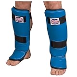 Combat SportsレザーShin Guards (ブルー, Regular )