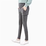 マタニティ パンツ 産前 産後 対応 妊婦服 厚手 春 秋 ズボン オシャレ 無地 フェイクレイヤード 3色入 (M, ダークグレー)