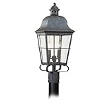 Sea Gull Lighting 8262-46 Outdoor Post Mount with Clear SeededGlass Shades, Oxidized Bronze Finish b