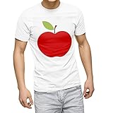 [igsticker] プリント Tシャツ メンズ L size おしゃれ クルーネック 白 ホワイト t-shirt 009346 果物 りんご 赤