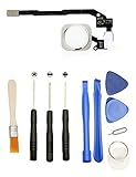 Games&Tech Touch ID Sensor Home Button Key Flex Cable Ribbon Assembly + Tools for iPhone 5S (White) 