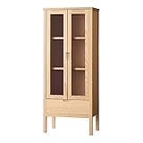 小島工芸 書棚 チェリーナチュラル サイズ:W597×D370×H1480mm ガラスシェルフローラチェリーナチュラル 1271218