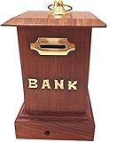 Xmas Present、木製Money Bank、Post OfficeデザインPiggyボックス、コインボックス、Money Bank Kids、ブラウンカラーサイズ6.5 X 4.5インチ