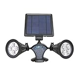 ESTGO 2灯式 ソーラー充電式ledライト 4000mAh 360° 度回転可能　光感センサー搭載 防雨型 アウトドアー スポットライト 壁掛け/玄関 /庭先/車道/防犯照明など対応