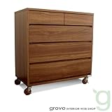 LI 幅80cm 4段 チェスト タンス たんす 電話台 ファックス台 北欧 TEL台 FAX台 国産 日本製 木製 リビングボード キャスター ウォールナット ダークブラウン grove