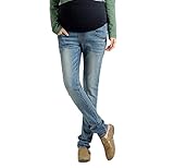 Spinas（スピナス） マタニティ デニム ジーンズ パンツ カジュアル 全5色 インディゴブルー ライトブルー グレー レトロブルー ブルー (XL, レトロブルー)