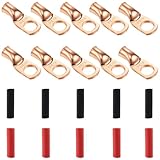 銅線ラグ バッテリーラグ 8 AWG-3/8 自動車用バッテリーケーブル端リング端子 圧着コネクター バッテリー端子コネクター 熱収縮チューブ [並行輸入品]