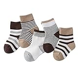 AMIGGOO キッズ 綿100% ベビー　コットン シンプル フリー クルー ソックス 5足組　ボーダー ピンク ギフトセット かわいい 新生児 アニマル 柄 綿 保温 柔らかい