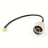 uxcell　MCX-JW ― N-J RG174 同軸ケーブル　ブラック　ゴールドトーン　プラスチック　メタル