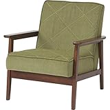 ファブリックソファー １人掛け 【リオ】 木製 肘付き グリーン（緑）