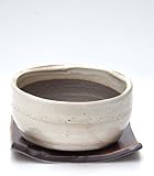 盆栽鉢　信楽焼鉢　白　直径１５ｃｍ（鉢底ネット付）焼締下皿（１５．５ｃｍ）