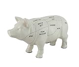 LargeホワイトセラミックButcherチャートHog Piggy Bank 13 Inches Long