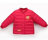【ナンバーone】ダウンジャケット キッズ 子ども ダウンコート 軽量 女の子 男の子 男女兼用 アウター 冬 ジャケット 冬服 防寒 (90, レッド)