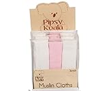 PIPSY KOALA Muslin Cloths 3 Pack (White Pink)