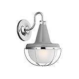Feiss OL14002HGG/PN 1-Bulb High Outdoor Lantern, Gloss Gray/Polished Nickel Finish [並行輸入品]