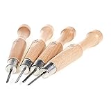 Pm-104木製ハンドル木版scorper彫刻彫刻ナイフツールセット4ピース木材カッター
