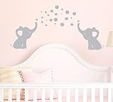 MAFENT Two lovely Elephants Blowing Bubbles face to face Wall Decal Vinyl Wall Sticker for Baby Nurs