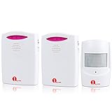1byone Wireless Home Security Driveway Alarm, 2 Battery-operated / AC Adapter Receivers and 1 PIR Mo